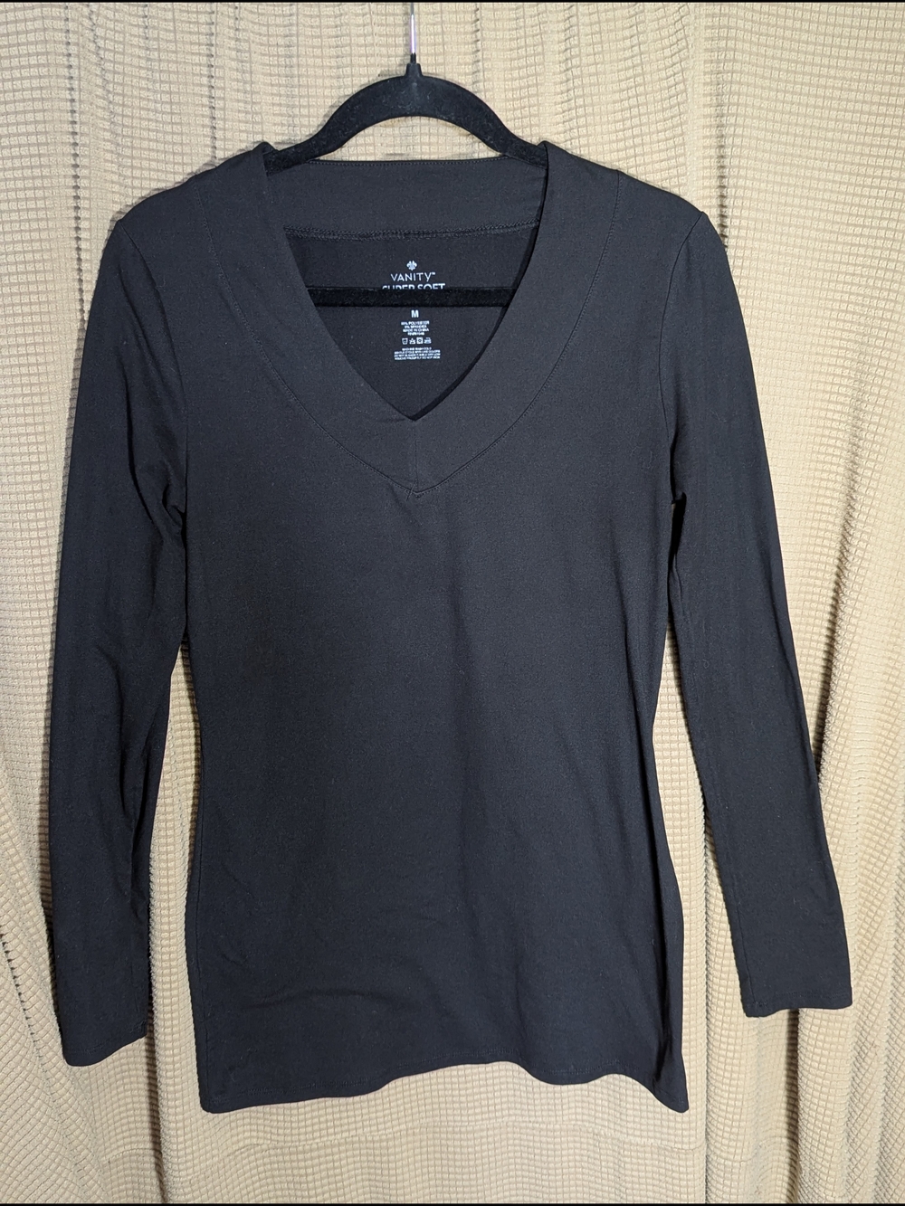 Vanity Black V-Neck Long Sleeve Women's Top